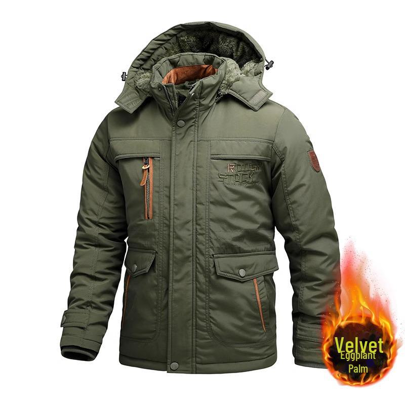 Giacca Tattica Invernale da Uomo Taglie Forti in Stile Militare con Fodera in Velluto