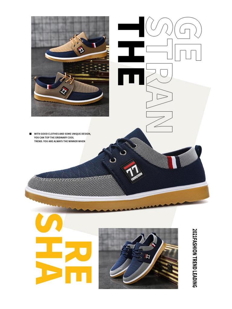 2025 Men's Breathable Canvas Lace-up Casual Shoes for Middle-aged and Elderly