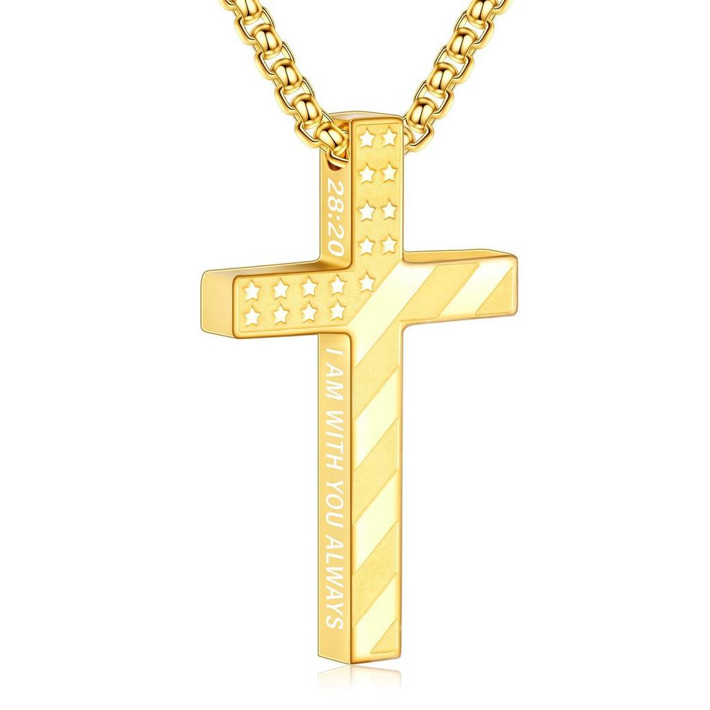 Fashion Trend Cross Stainless Steel Necklace Amazon Personality Hip Hop Pendant Men's Necklace Accessories