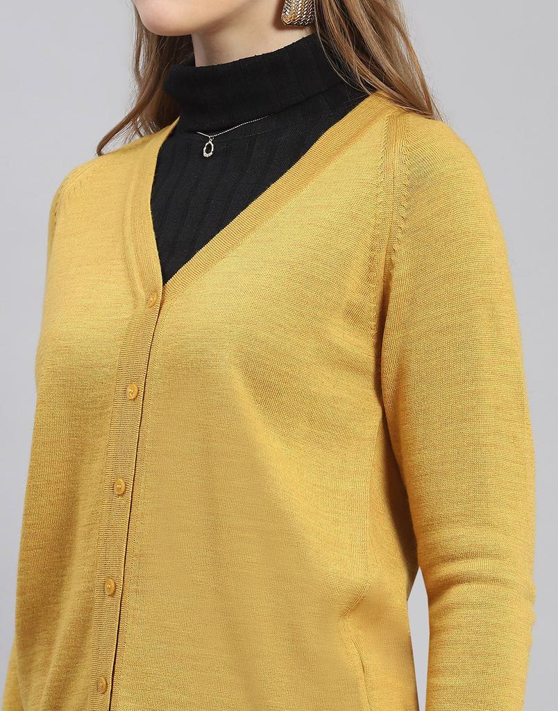 MONTE CARLO Mustard Mix Solid V Neck Sweater