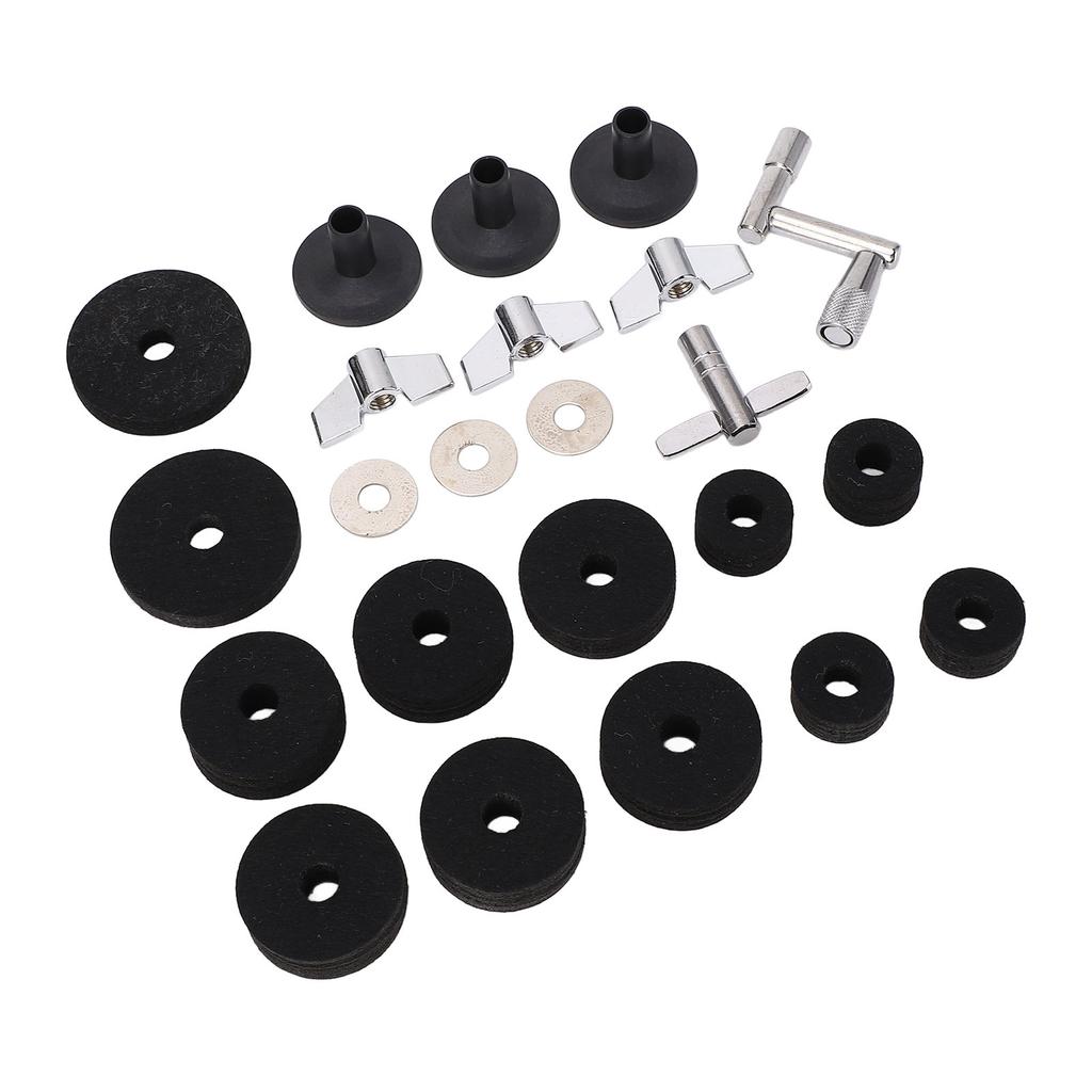 23 Pieces Cymbal Replacement Accessories Non Slip 2.5cm 4cm 5cm Felt Pads   Cymbal Sleeves Nuts Washers Base Set