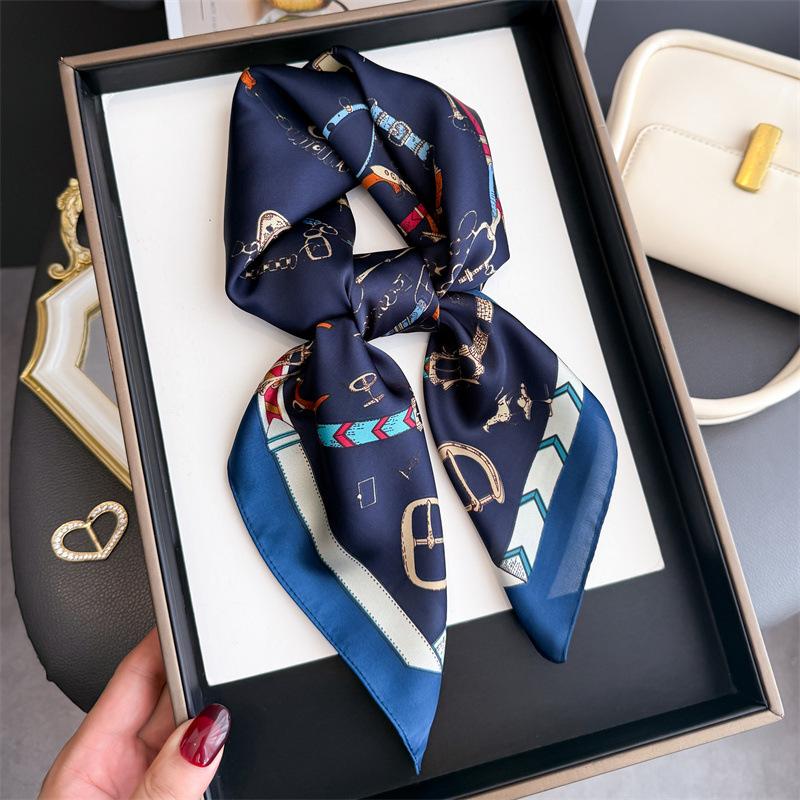 70*70cm Square Silk Scarf for Women Fashion Ladies Satin Neck Hair Tie Bandana Female Foulard Beach Stoles Hijab Scarves Pareo