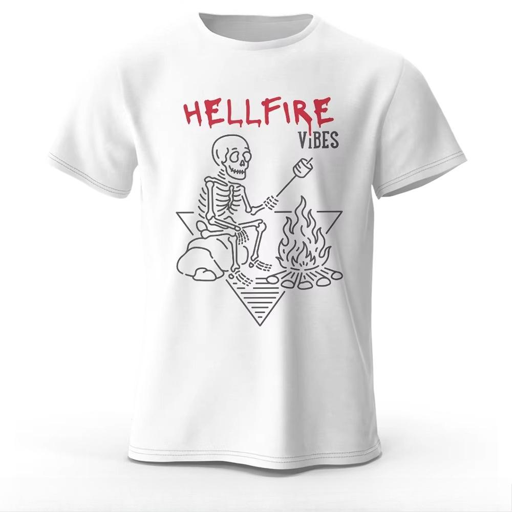 Hellfire Vibes Edgy Printed Mens TShirt 100 Cotton Oversized Trendy Dark Graphic Tees for Women Tops Tees Casual Streetwear