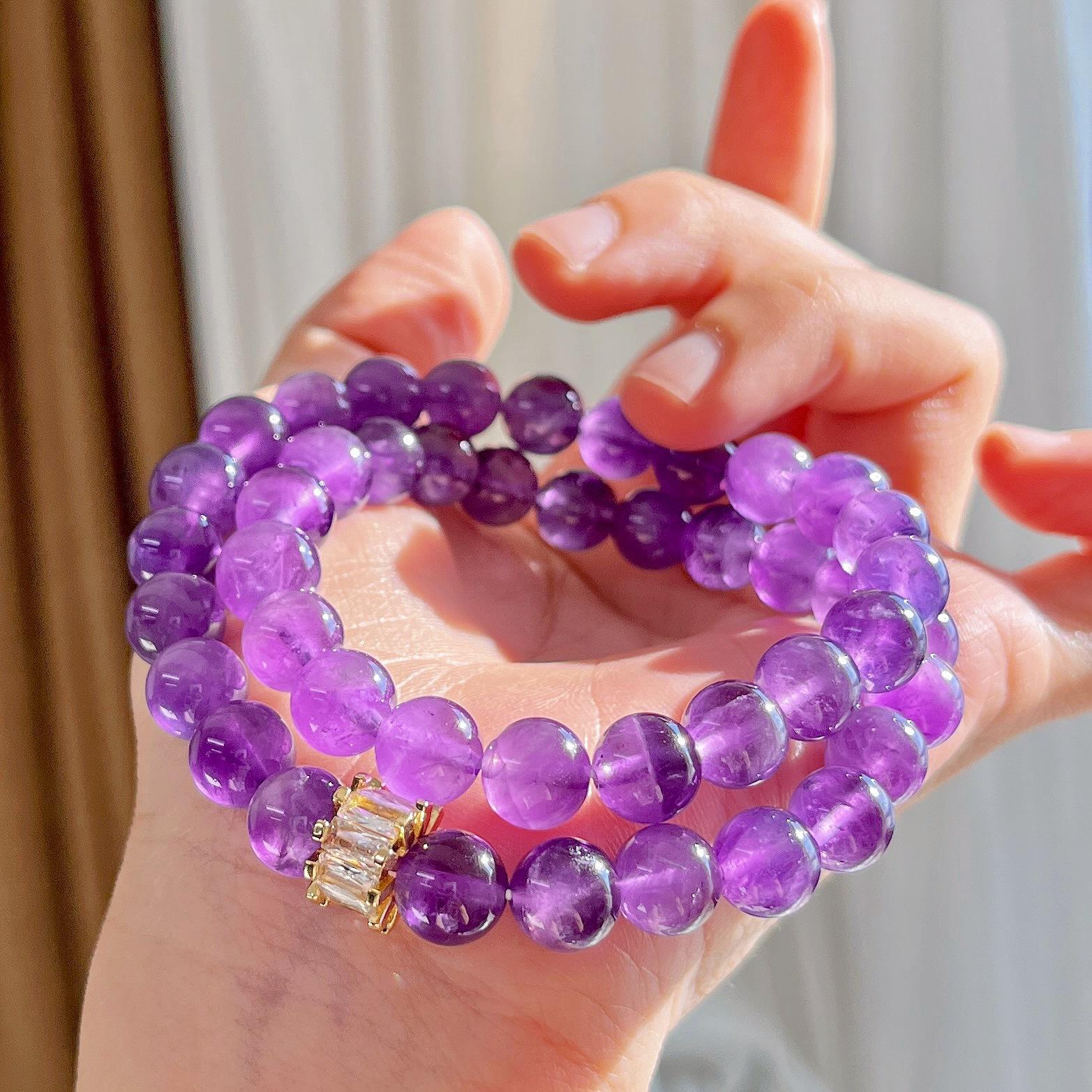 8Mm Autumn And Winter Natural Amethyst Design Sense Multi-Circle Commuter Bracelet Bracelet