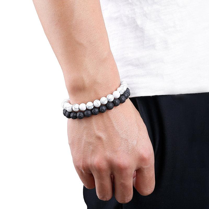Obsidian Bracelet for Men and Women Couple Student Personalized Hand Zircon Beads Tiger Eye Volcanic Stone Bracelet