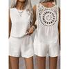 Women's Sleeveless Lace Panel Top and Shorts Two-Piece Summer Set