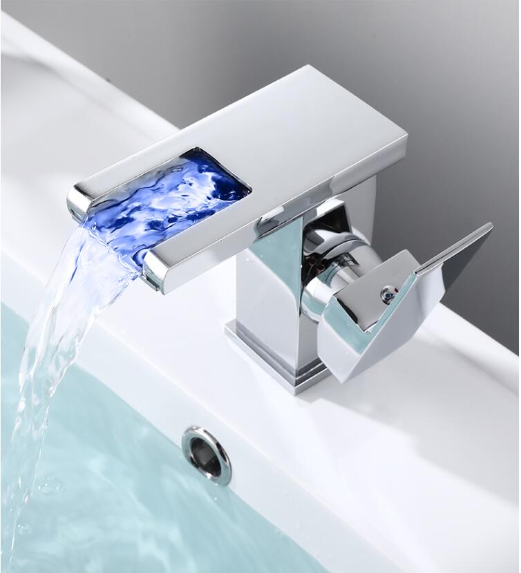 

Bathroom Basin Faucet Black Gold Brass LED Sink Mixer Tap Hot and Cold Unique Design Basin Lavtory Faucet Brass