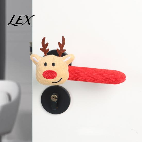 Holiday Home Decoration Accessories Knitted Christmas Doorknob Covers, Santa Reindeer Decor, Anti?Slip Protector Sleeves, Door Supplies Handle