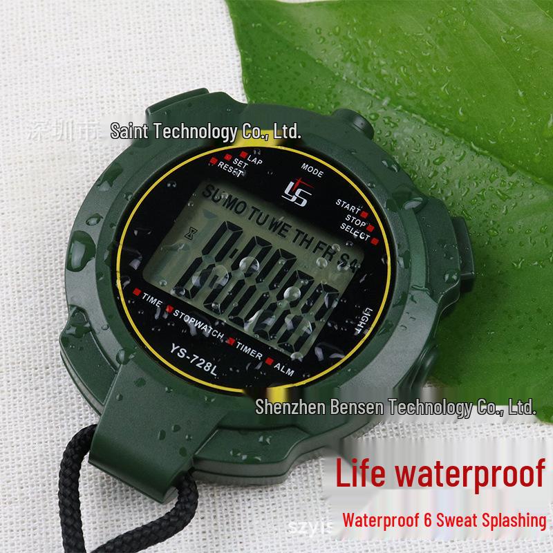 Многофункциональный секундомер: Таймер для бега, тренировок, судейства с ночной подсветкой, функциями отключения звука и выключения YS-728L Green