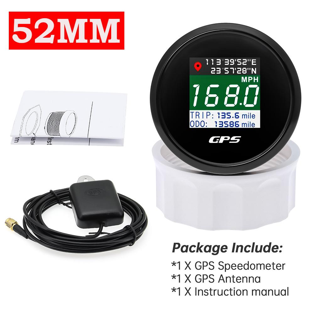 AD New 52mm/85mm TFT Screen Speed Gauge Digital GPS Speedometer Mph Knot Km/h GPS Antenna For Motorcycle Marine Boat Car 12V 24V