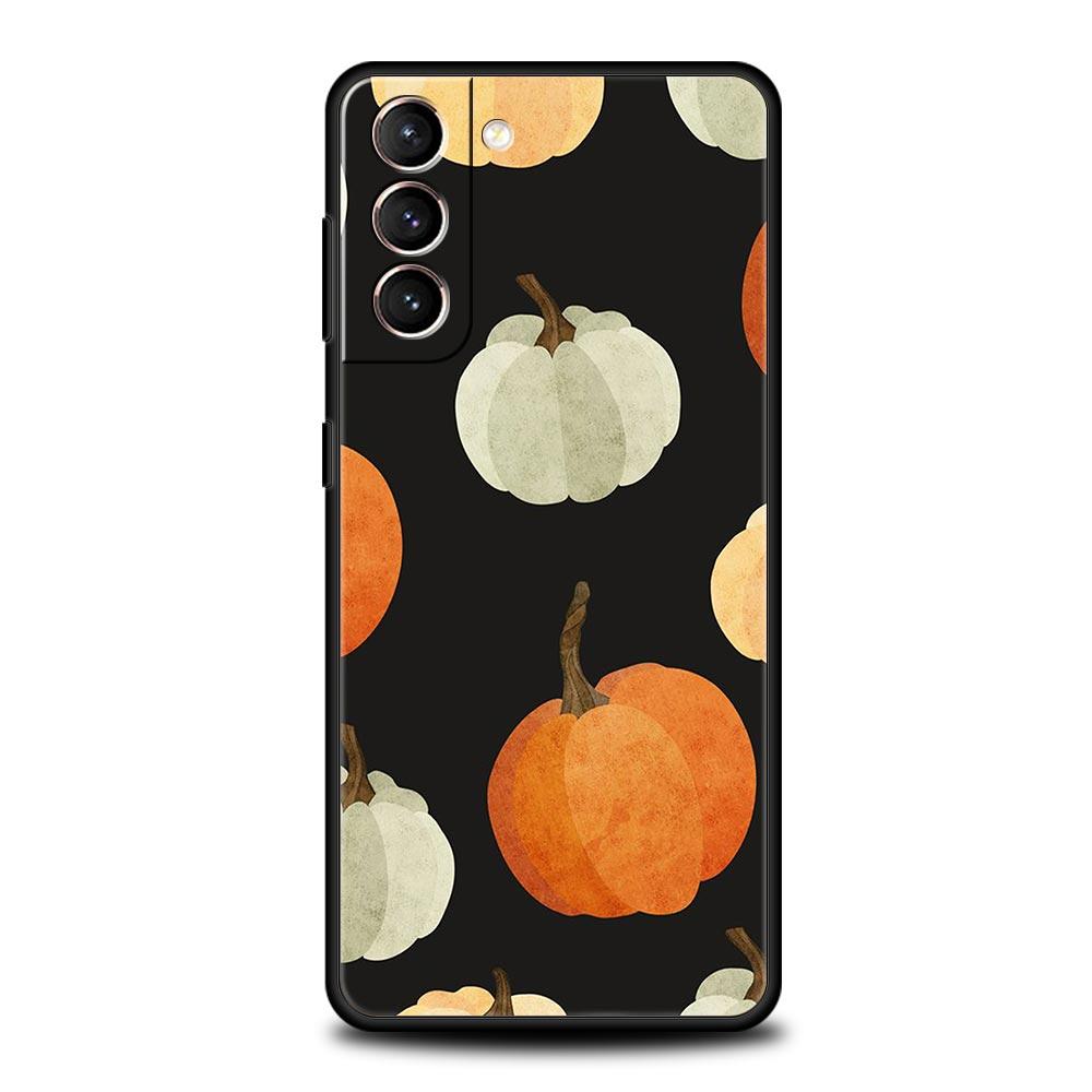 Autumn Leaves Fall Fox Pumpkin Halloween Phone Case For Samsung Galaxy S24 S23 S22 S20 Ultra S21 FE 5G S10 S9 Plus S10E Cover