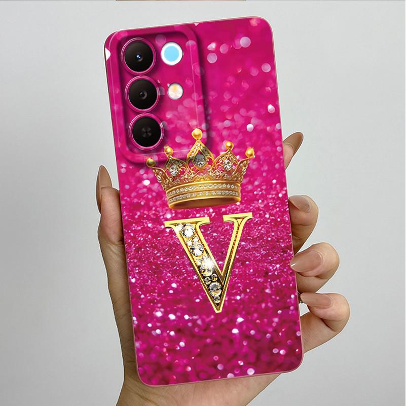 For Realme 15X C85 5G Crown Initial Letter Couple Phone Case Realme15X RMX5250 RMX5253 Soft Silicone TPU Lens Protective Casing