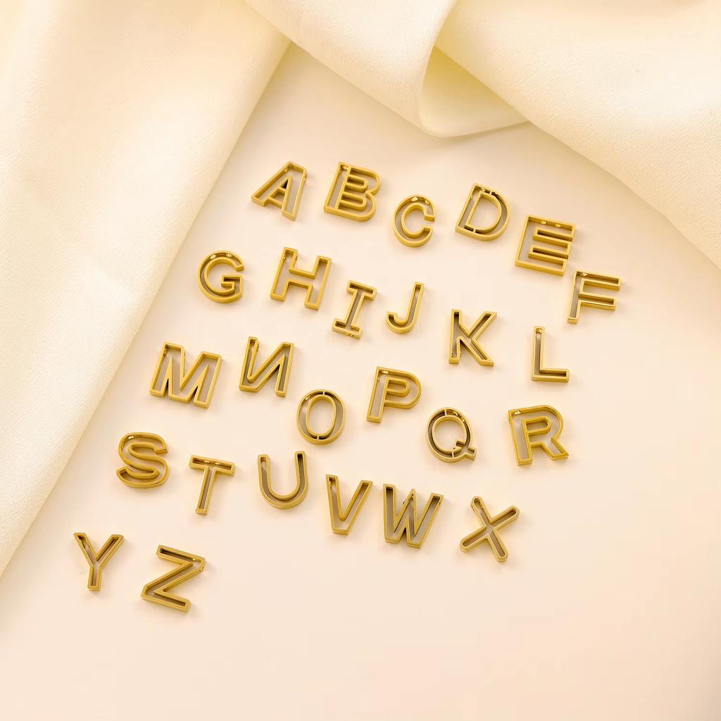 CARLIDANA 26 Letter Charms Set Heart Zircon Pearl Initial A-Z Alphabet Letter Gold Plated Stainless Steel Pendants for DIY