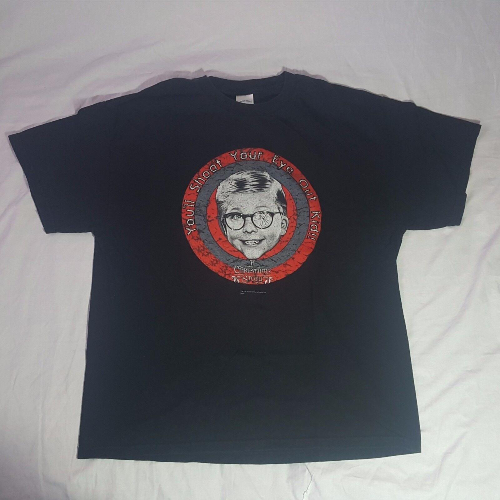 Vintage Black A Christmas Story You ll Shoot Your Eye Out Kid!! T-shirt Size XL L