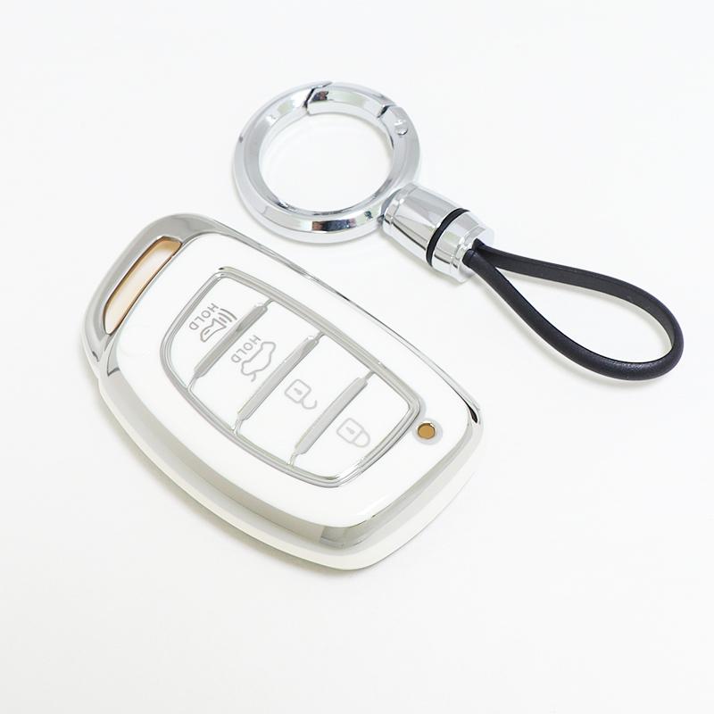 4 Button For Hyundai Sonata Ix25 I20 Creta Santa Fe Gls Reina Ix35 Grand I10 Elantra Tucson Tpu Car Key Cover Case Keychain