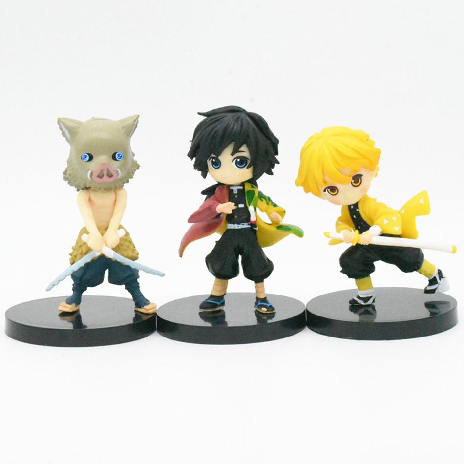 6pcs/set Anime Demon Slayer Figure Kimetsu No Yaiba Figure Q Posket Kamado Tanjirou Kamado Nezuko Agatsuma Figure Toys 7cm