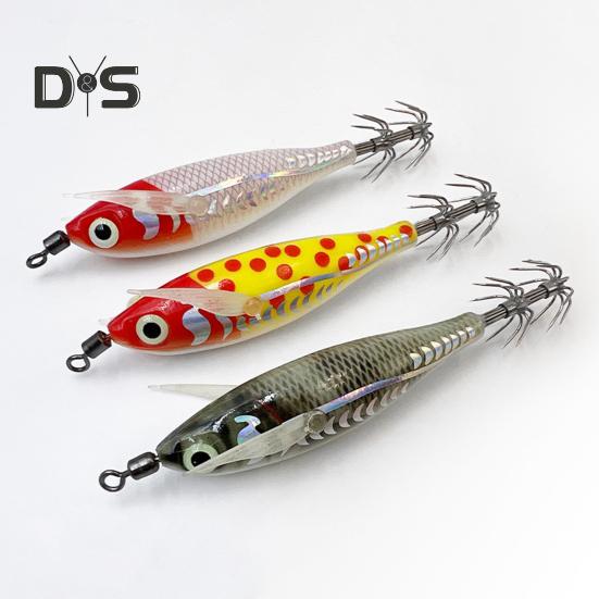 8CM/5.3G Shrimp Bait with Squid Jig Hook Swivel Luminous Realistic Bionic Artificial Lure Saltwater Freshwater Bass Walleye Trout Fishing Accessories