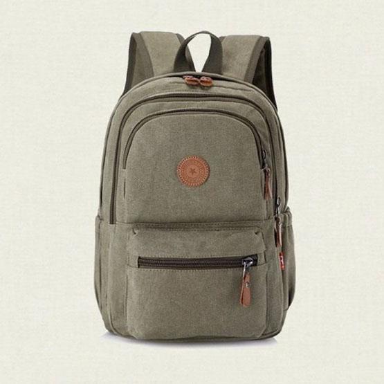 WTEMPO Solid Color Thick Wear-resistant Canvas Backpack Unisex Large-capacity Luggage Bag Denim Student Schoolbag