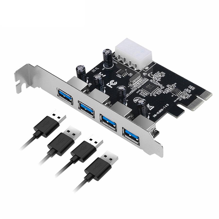 1Pc PCI-E Express to 4-Port 5Gbps USB 3.0 PCI-E Controller Card Adapter