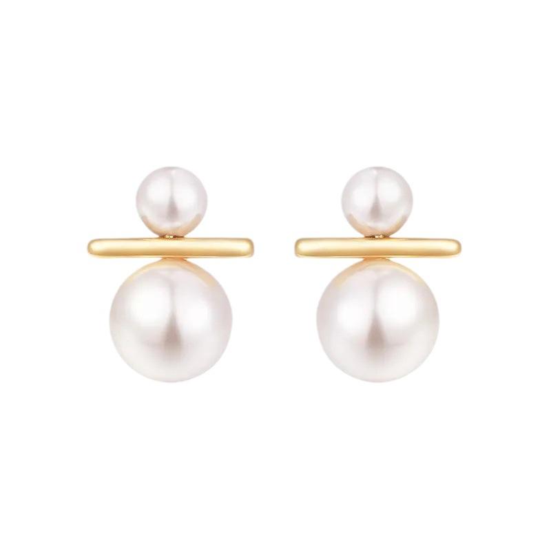 Small Sweet Potato Asymmetrical Size Pearl Stud Earrings Light Luxury Simple Versatile High Sense Earrings Vitality Girl Sense