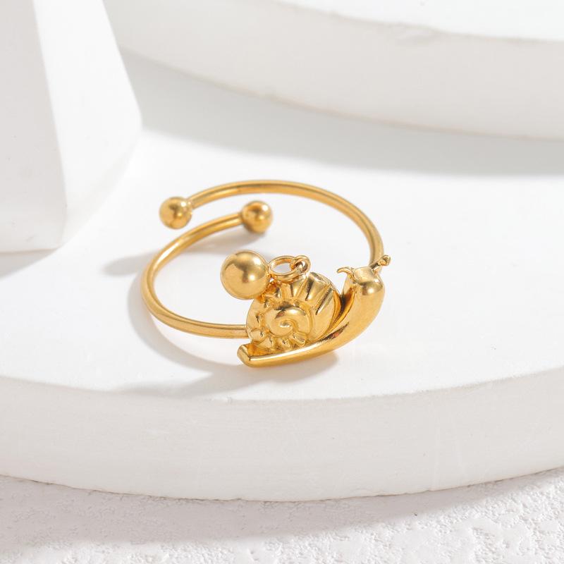 18K Gold Multi-Element Stainless Steel Pendant Ring - Fashionable High-End Design