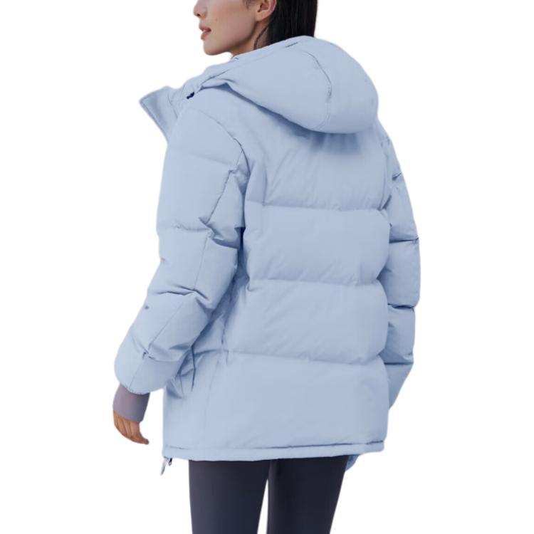 Adidas Down Jackets Unisex Glossy Finish Blue Hooded Moderate KQ5538