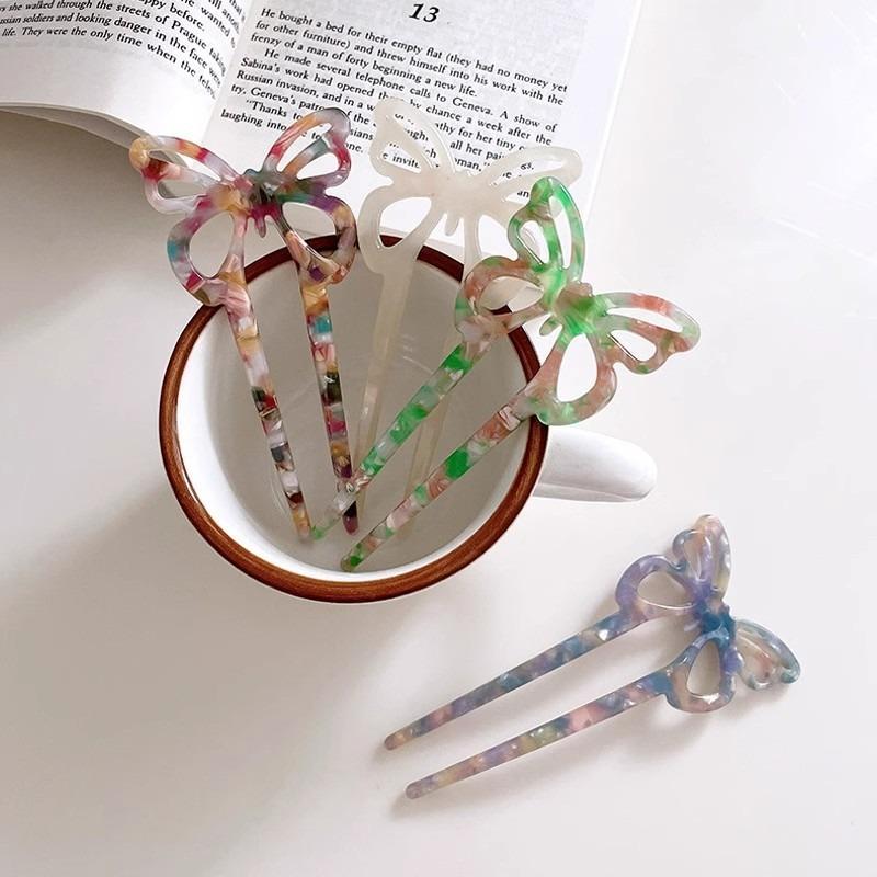 Butterfly Hair Stick, Fashionable and Casual Hair Stick, Women's Hair Clip, U-shaped Simple and Colorful Hair Accessory