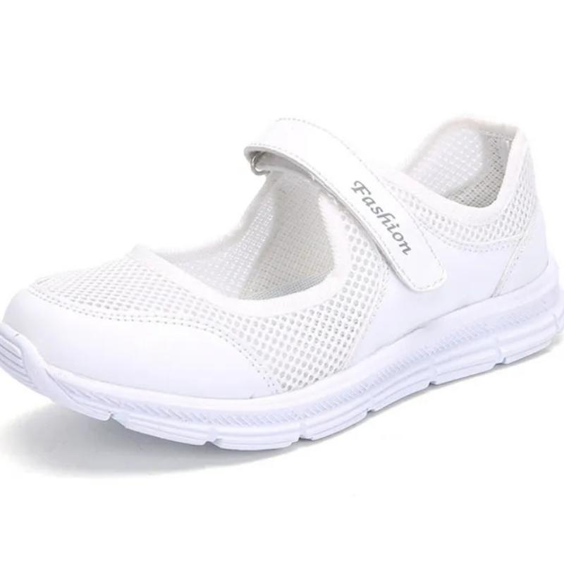 Women Mesh Solid Color Running Sports Shoes Ladies Round Toe Flat Heel Anti Slip Sandals