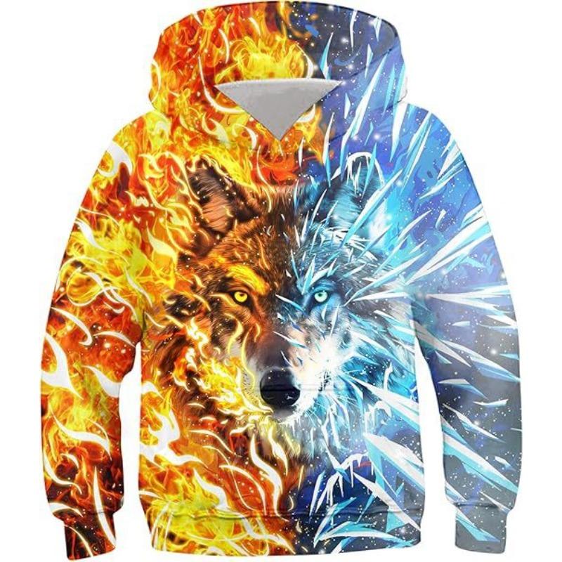 Podzimní Barevný Kreativní Vzor 3D Tištěné Mikiny Módní Ležérní Sportovní Dlouhý Rukáv Dětské Chlapecké Mikiny s Kapucí