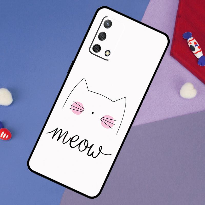 Black Cat Face Kitty Case For Oppo A78 A18 A38 A74 A94 A54 A58 A98 A80 A60 A40 A96 A76 A16 A15 A17 A57 A5 A6 Pro