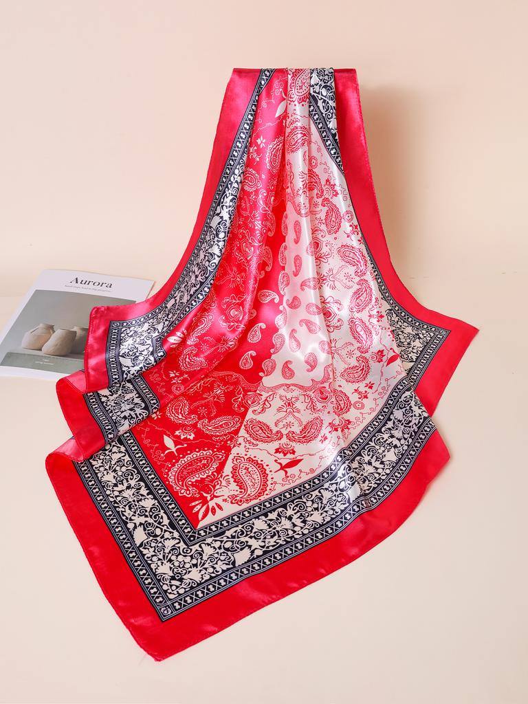 90*90cm Hair Scarf Women Fashion Designer Beautiful Flowers Foulard Soft Satin Shawl Kerchief Square Silk Scarfs Neck Headscarf