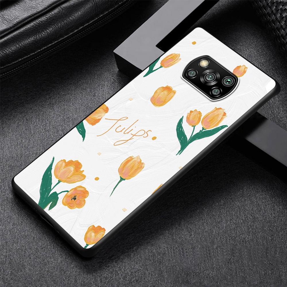 Art Retro Oil Painting Flowers Phone Case for Xiaomi Poco X3 NFC M3 X4 Pocophone F1 M4 Pro F3 GT Soft Silicone Black Cover Shell