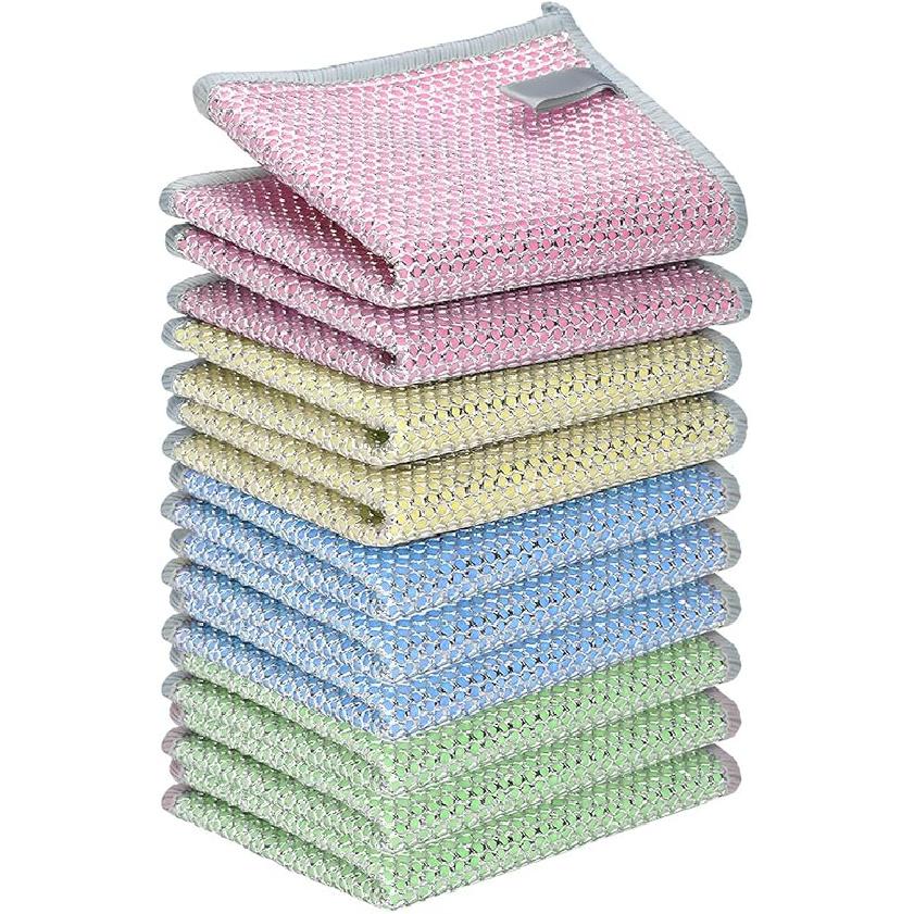 10PCS Upgrade Wire Dishwashing Rag, Non-Scratch, Wet and Dry, Double Layer, Multipurpose Wire Dishwashing Rags for Kitchen, Sinks, Cookware, Stove,