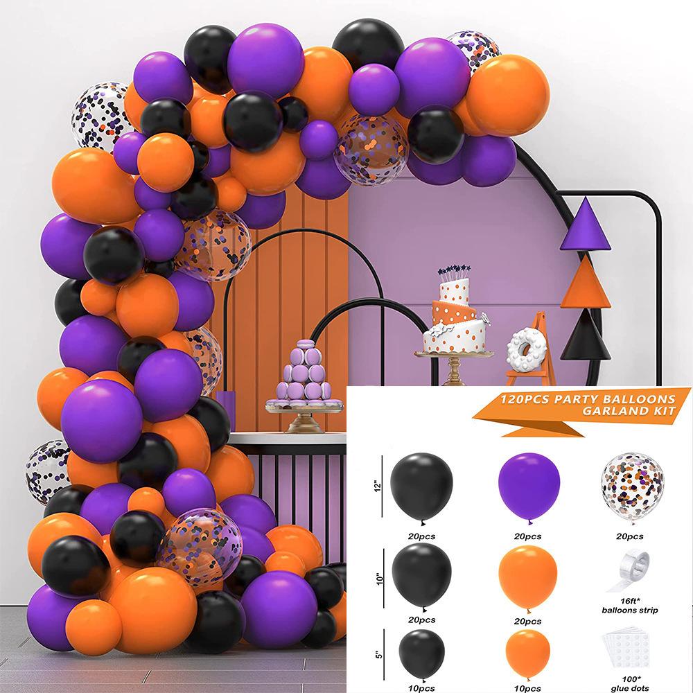Halloween Balloon Chain Arch Set Ghost Festival Bat Sticker Party Balloon Decoration Yard Balloon