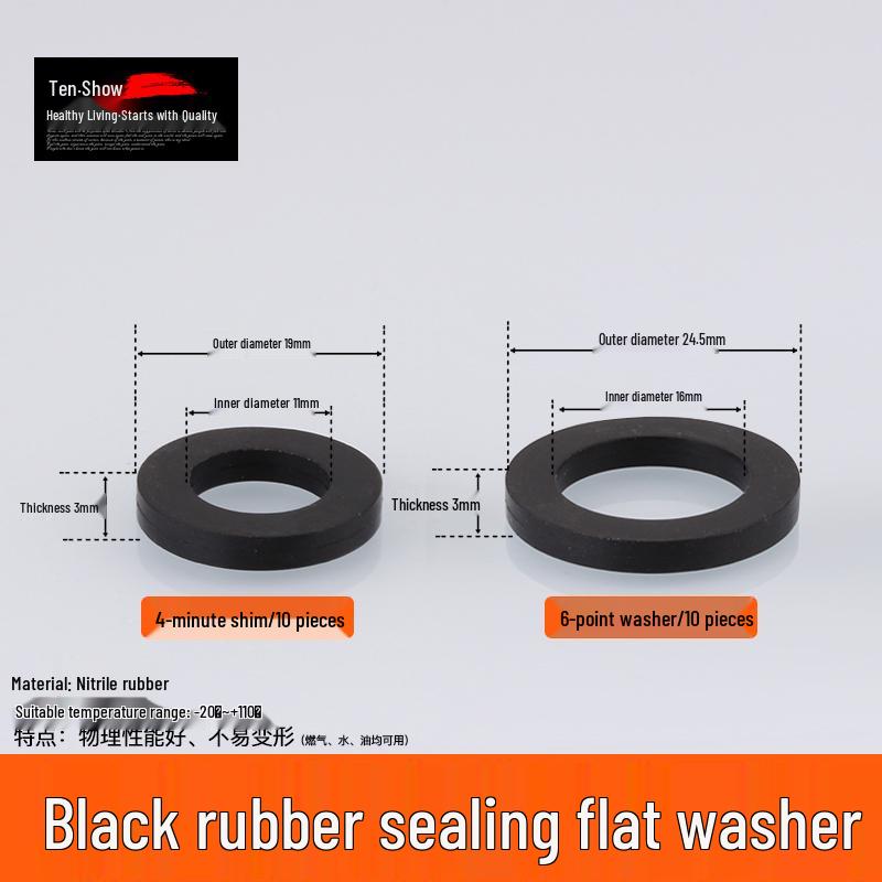 Black Rubber Silicone Waterproof Gasket Seal Washer for Water Heater & Shower - Nitrile Thickened, 4-6 Minutes