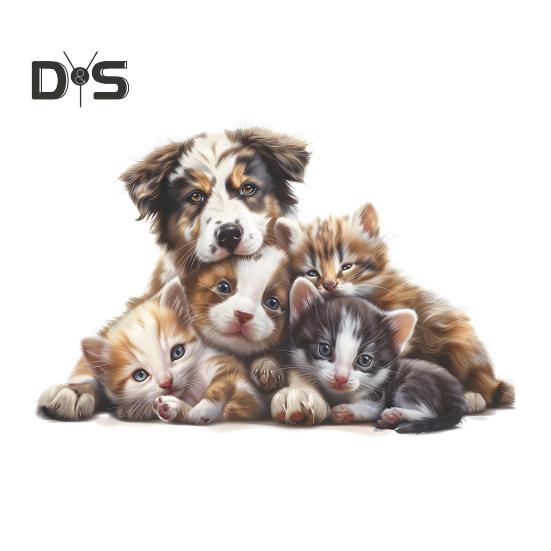 

Наклейка на стену с изображением кошки и собаки, водонепроницаемая, самоклеящаяся, съемная, из ПВХ, для домашнего офиса, гостиной, детской спальни, настенное художественное украшение для домашних животных, наклейка коричневый