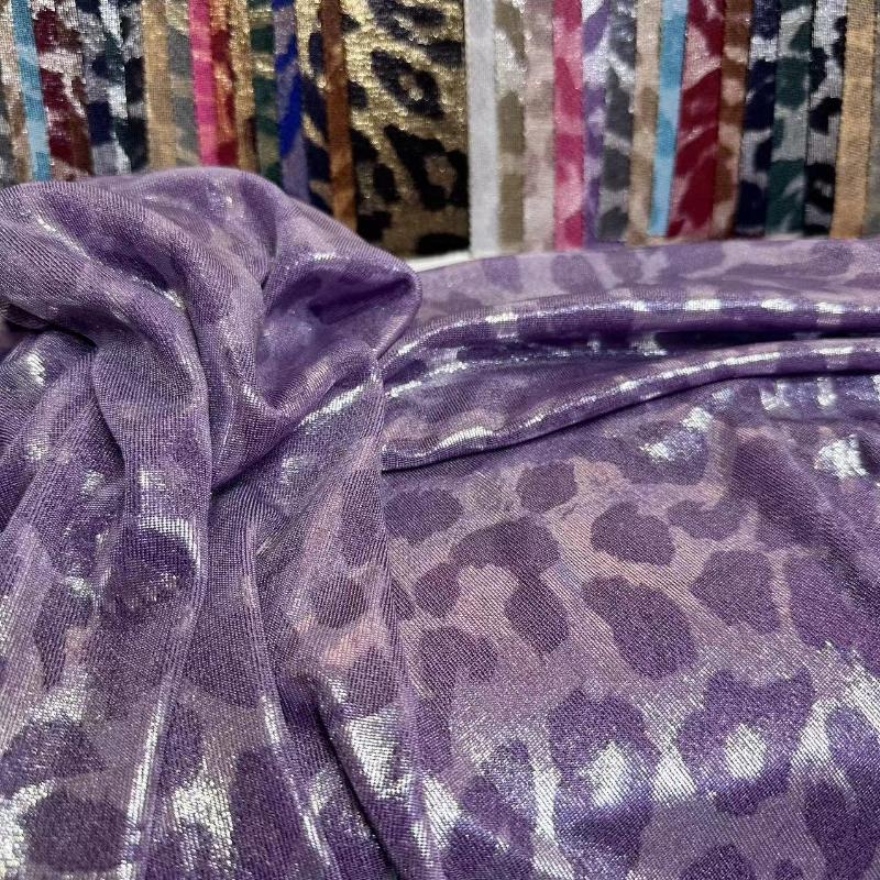 

Fashionable Trendy Toy Fabric Ribbed Gilded Knitted Fabric Leopard Print Pattern Fabric Primitive Man Performance Costumes 1Yard