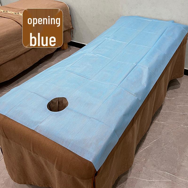 100 Disposable Non-Woven Waterproof & Oil-Proof Massage Bed Sheets with Hole - Thickened for Beauty Salons