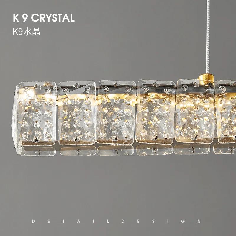Luxury chandelier dining table light Hotel Bar Kitchen Living Room lighting fixtures Modern Simple Long LED crystal hanging lamp