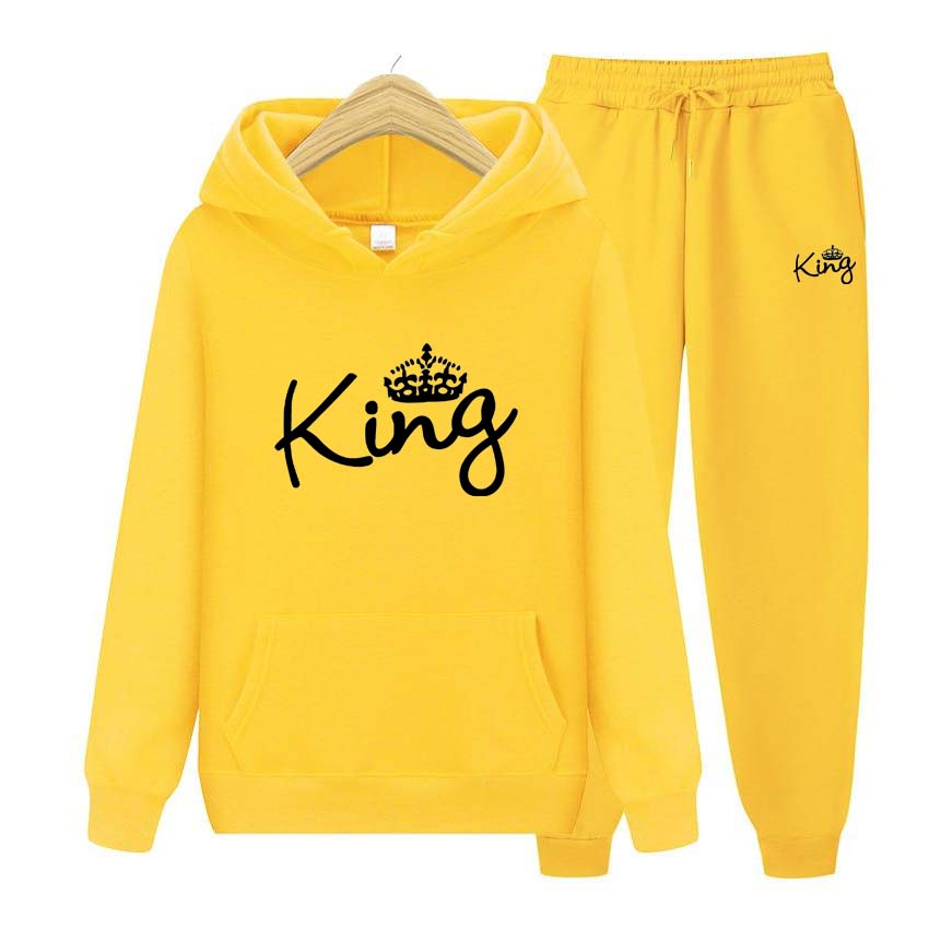 Men Tracksuits Set Spring Autumn King Print Sweatshirt Long Sleeve Hoodie Set Men Womens Hoodies Pants Clothes