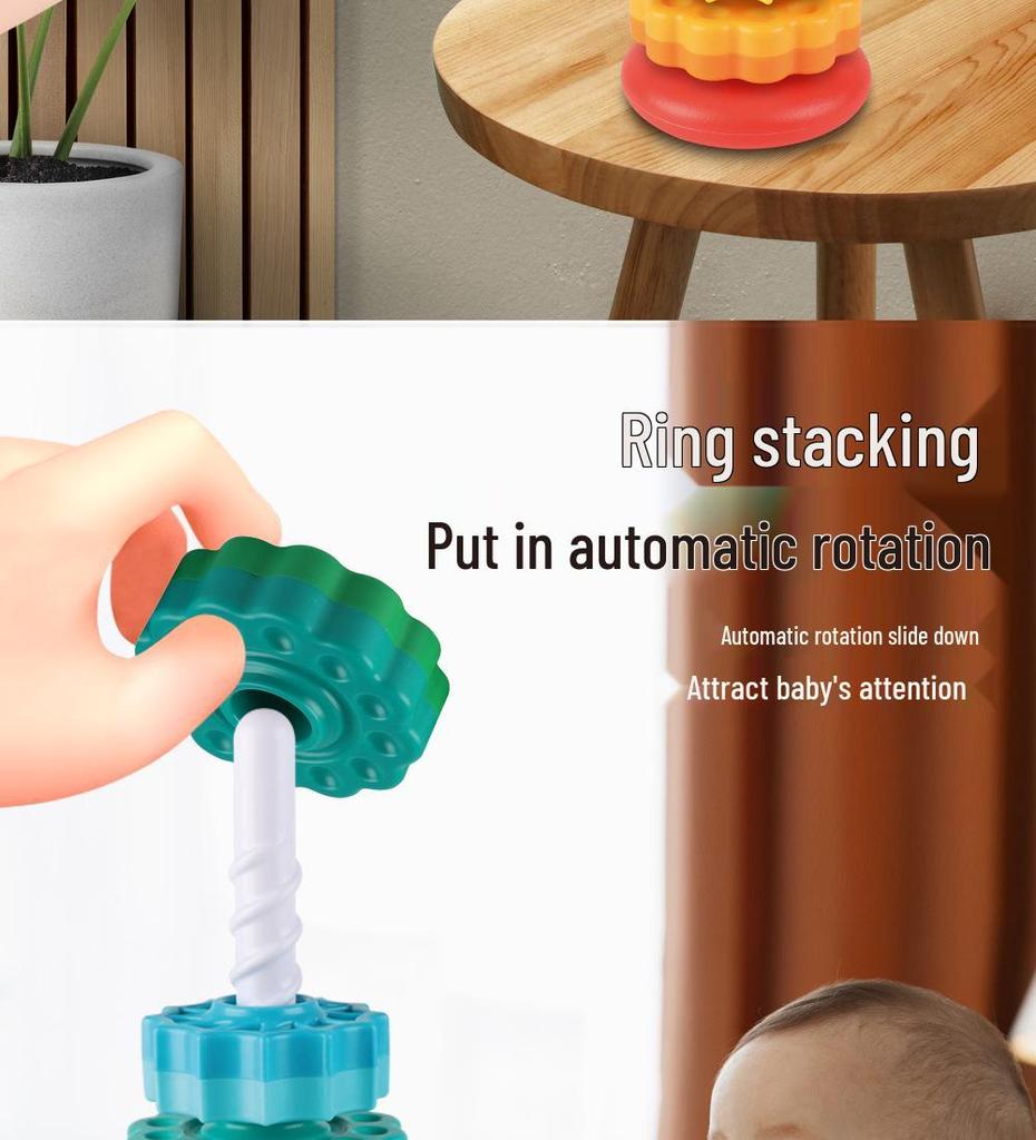 Cross-Border Rainbow Rotating Stacking Tower: Infant Cognitive Enlightenment & Geometric Education Toy