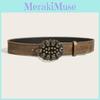 Style Petal Retro Leather Waist Belt Alloy Buckle Streetwear Decoration Look