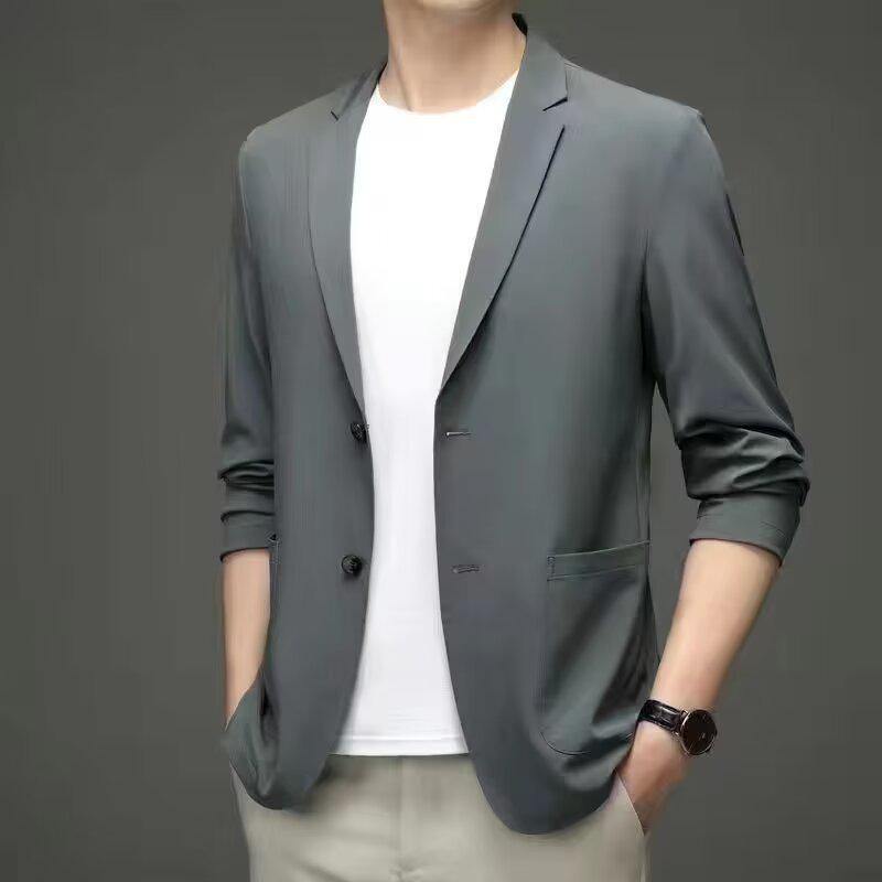 Men's Solid Color Suit Jacket - 2024 Early Spring Casual Business Style