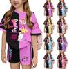 Kid Patriotic Outfit - Short Sleeve & Shorts 2-Piece Set For Girl