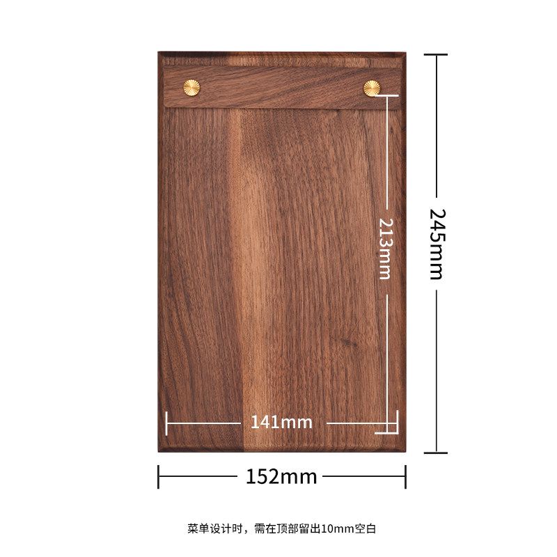 Fangye | Black Walnut Menu Holder Folder Solid Wood Base Plate Retro Textured Design Japanese Style Brass Coffee Restaurant
