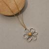 Stainless Steel Hollowed Out Daisy Necklaces for Women Ladies Minimalist Niche Design Pendant Necklaces Vacation Jewelry Gifts