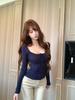 Korean Style Tie-Up Long-Sleeve T-Shirt for Women - Slim Fit Base Layer Top for Autumn/Winter