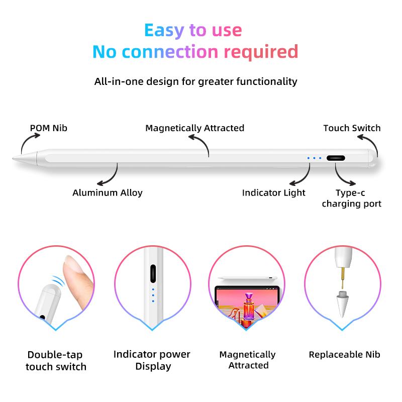 Custom Logo Capacitive Screen Touch Active Tablet Stylus Pencil for Apple Computer Pen With Palm Rejection