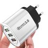 3-Port USB Fast Charger with 5V/9V/12V, 2.4A for Mobile Phones - EU/US Plug