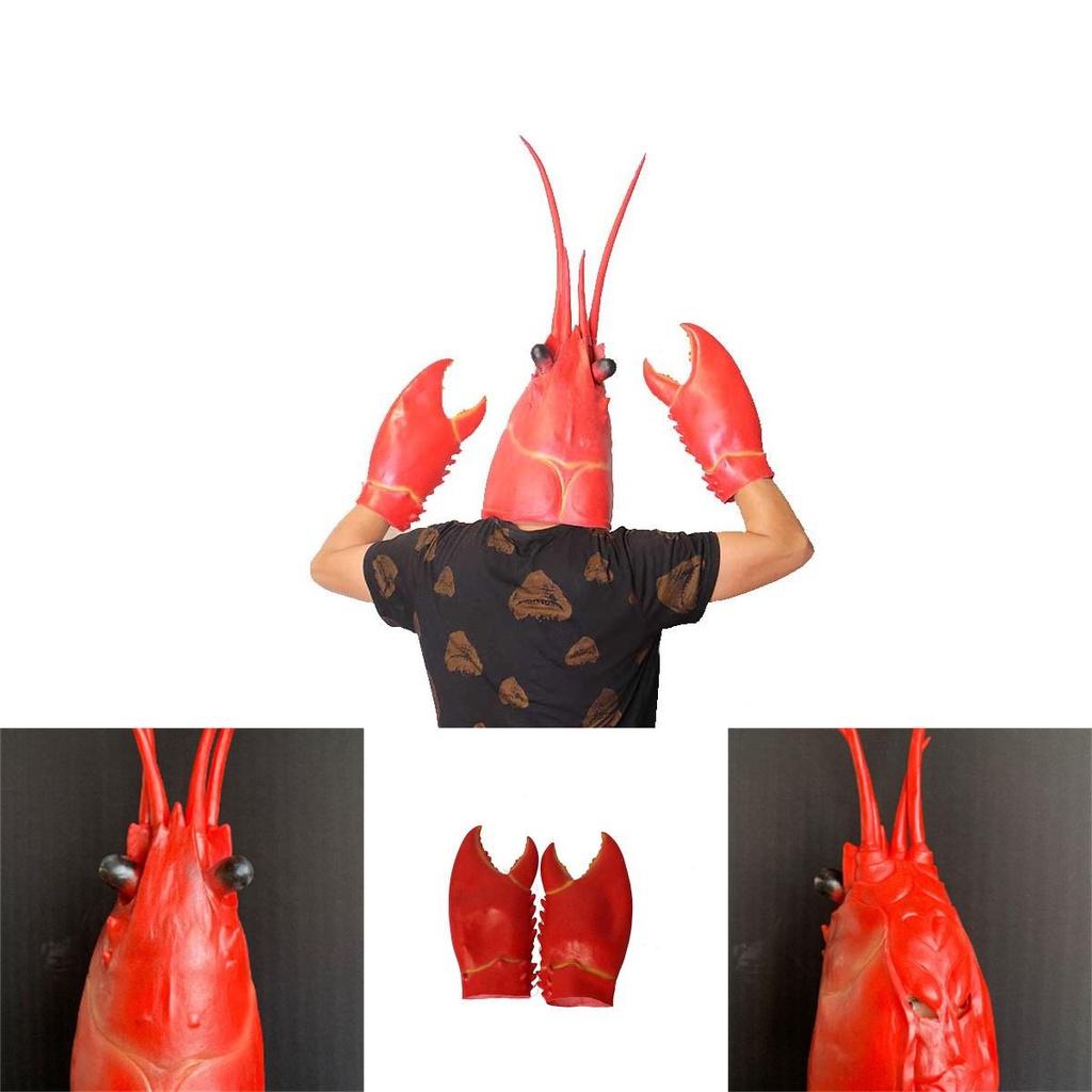 Dragon Lobster Head Mask Creative Latex Gloves For Stage Performance Festive Cosplay Accessories